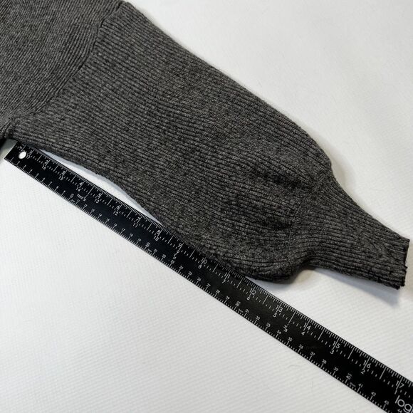 DREAMERS by Debut Womens Large Gray Open Front Balloon Sleeve Cardigan Sweater - Picture 8 of 8